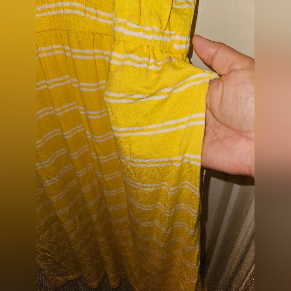 Banana Republic Yellow Striped V-Neck Casual Dress - Picture 5 of 5